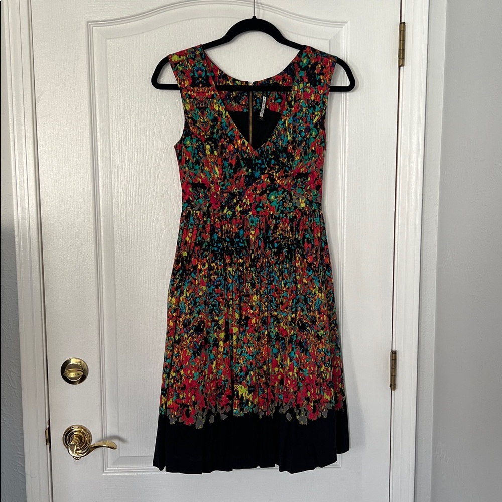 Tracy Reese/Anthropologie Vibrant Floral Midi Dress-Blk, Red, Pink,Blue,Yellow